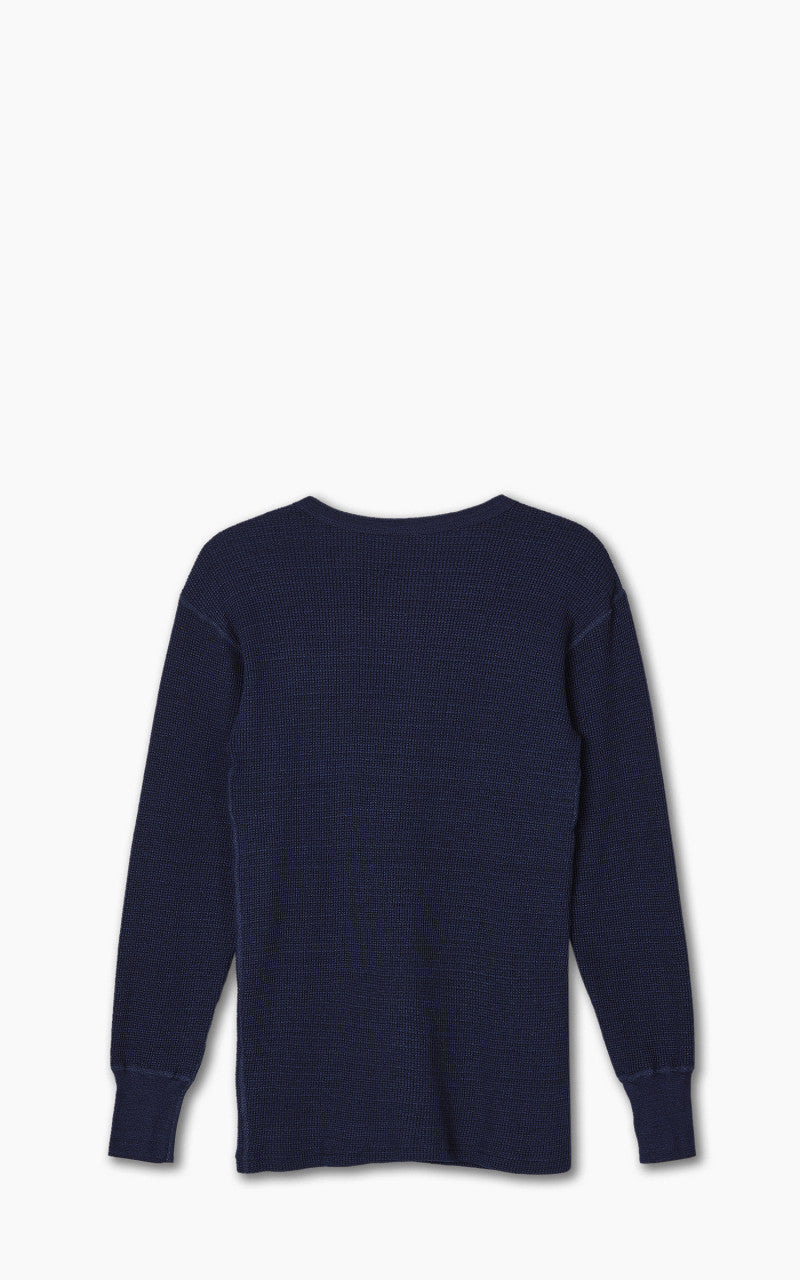 Warehouse & Co. Lot 5912 Waffle-Knit Henley Neck Long Sleeve T-Shirt Indigo