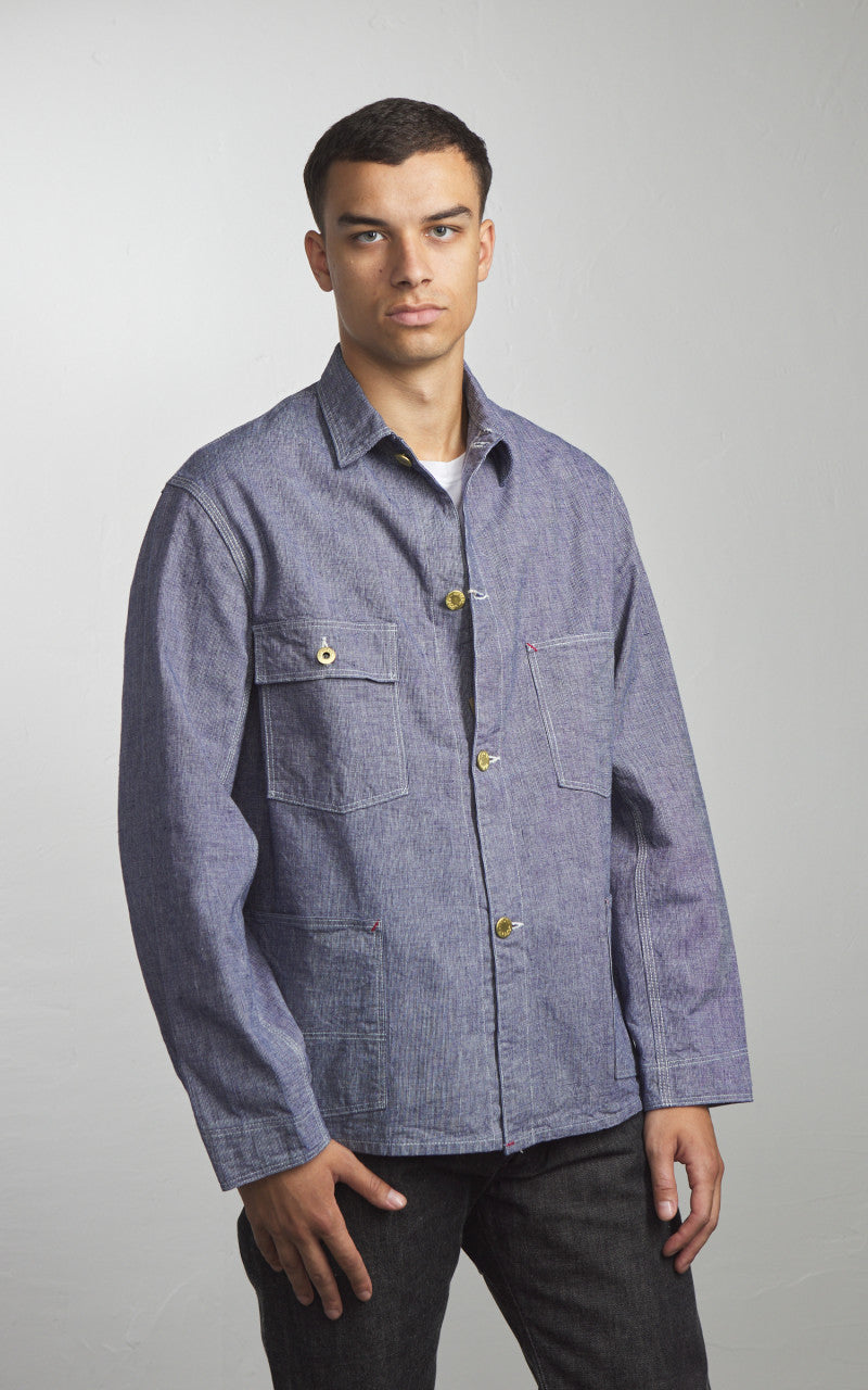 Warehouse & Co. Lot 2195 Selvedge Indigo Pincheck Change Button Coverall