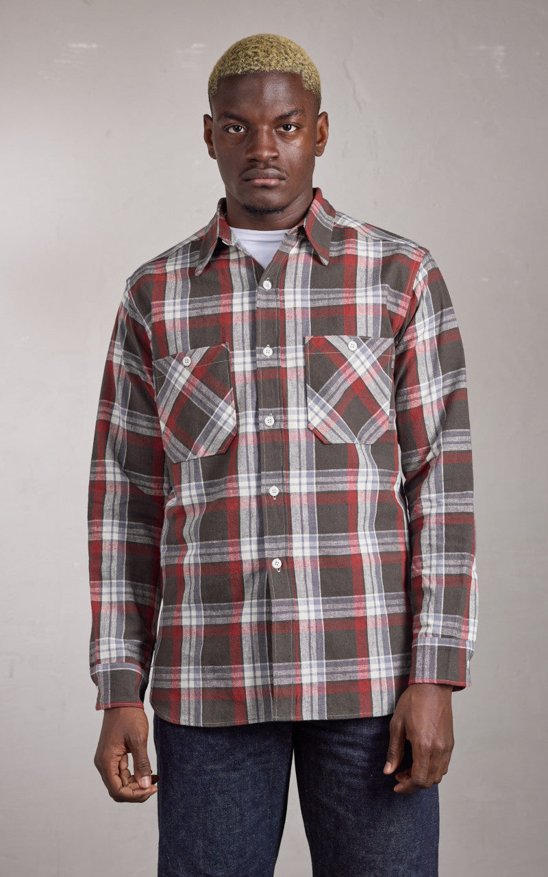 Warehouse & Co. Lot 3055 Long Sleeve Check Work Shirt Charcoal