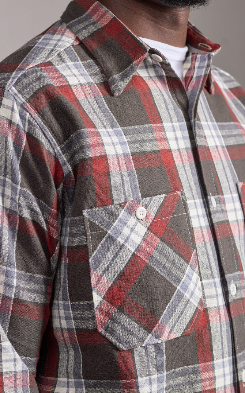 Warehouse & Co. Lot 3055 Long Sleeve Check Work Shirt Charcoal