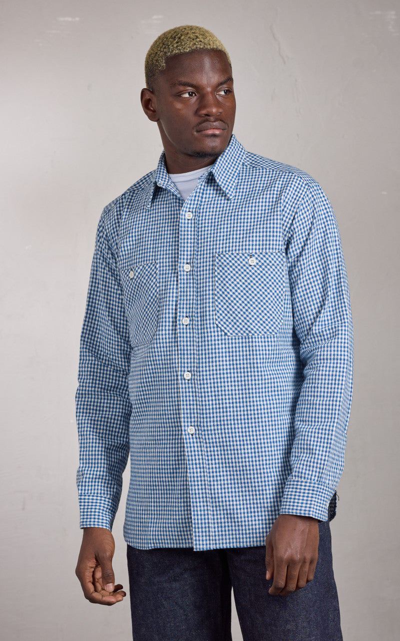 Warehouse & Co. Lot 3055 Long Sleeve Check Work Shirt Blue