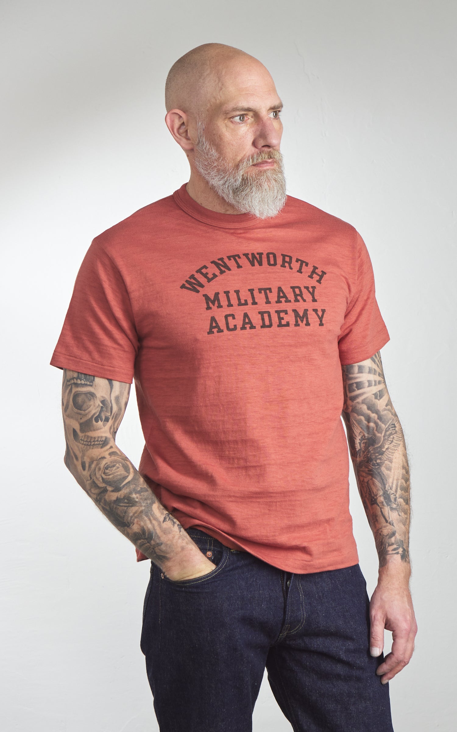 Warehouse & Co. Lot 4601 Military Academy T-Shirt Salmon