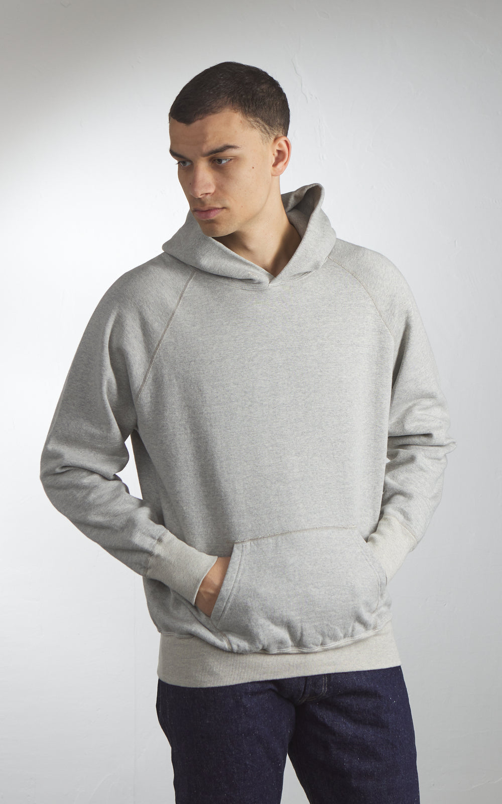Warehouse & Co. Lot 462 Plain Hooded Sweatshirt Heather Grey