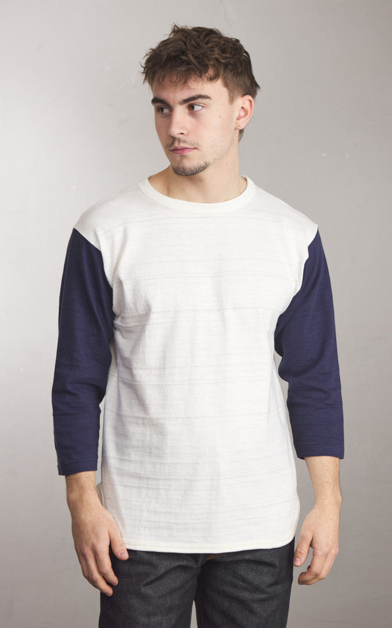Warehouse & Co. Lot 4800 Three Quarter Baseball T-Shirt Cream/Navy