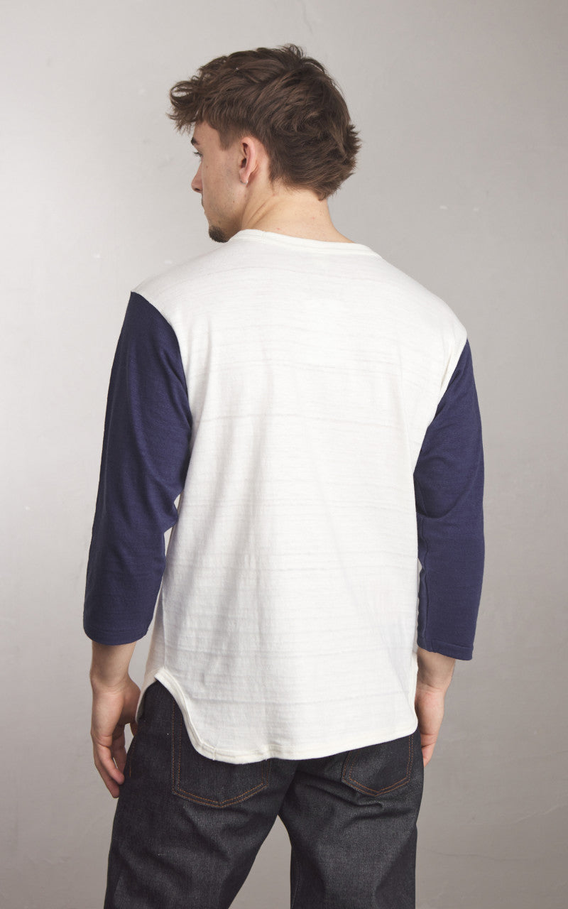 トップス WAREHOUSE & CO. Lot 4800 LITTLE VILLAGE Warehouse & Co. Lot 4800 Three Quarter Baseball T-Shirt Cream/Navy