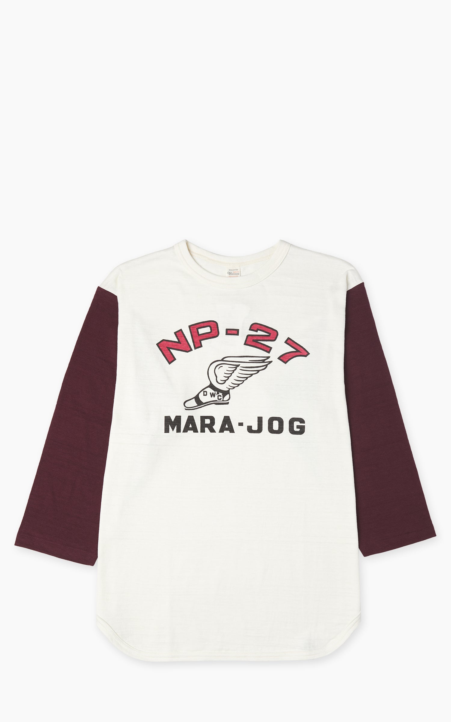 Warehouse & Co. Lot 4800 3/4 Sleeve Baseball Tee NP-27 Cream/Bordeaux