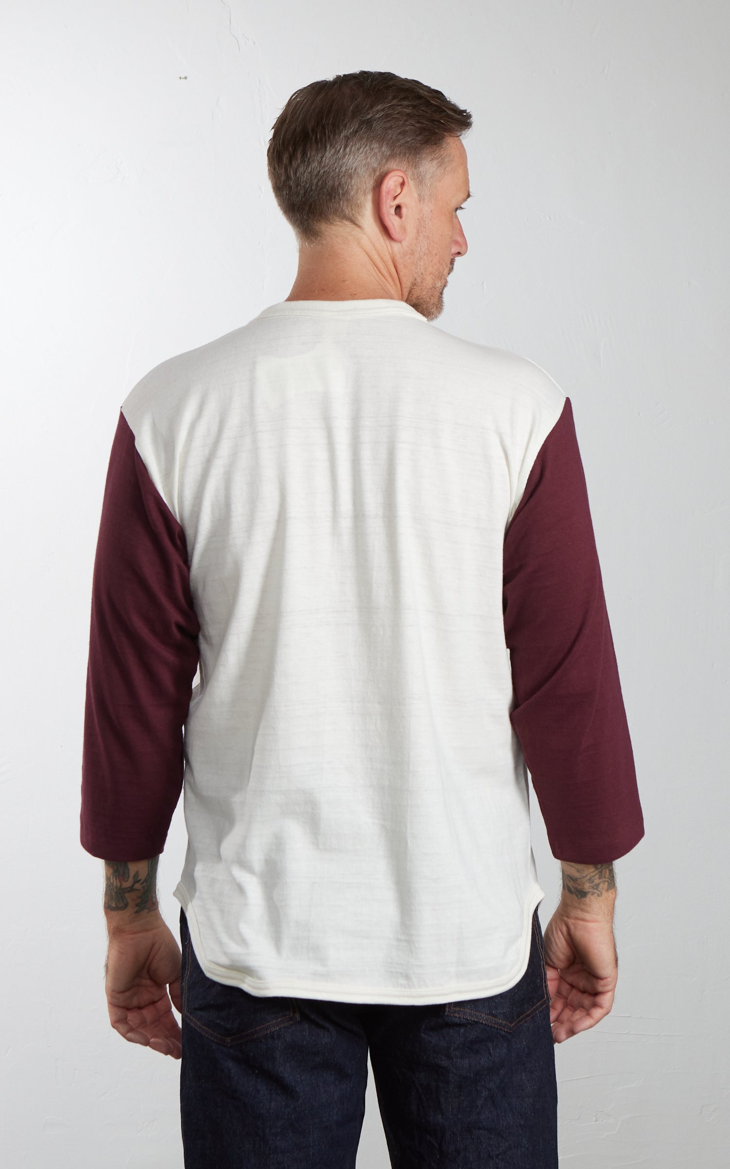 Warehouse & Co. Lot 4800 3/4 Sleeve Baseball Tee NP-27 Cream/Bordeaux