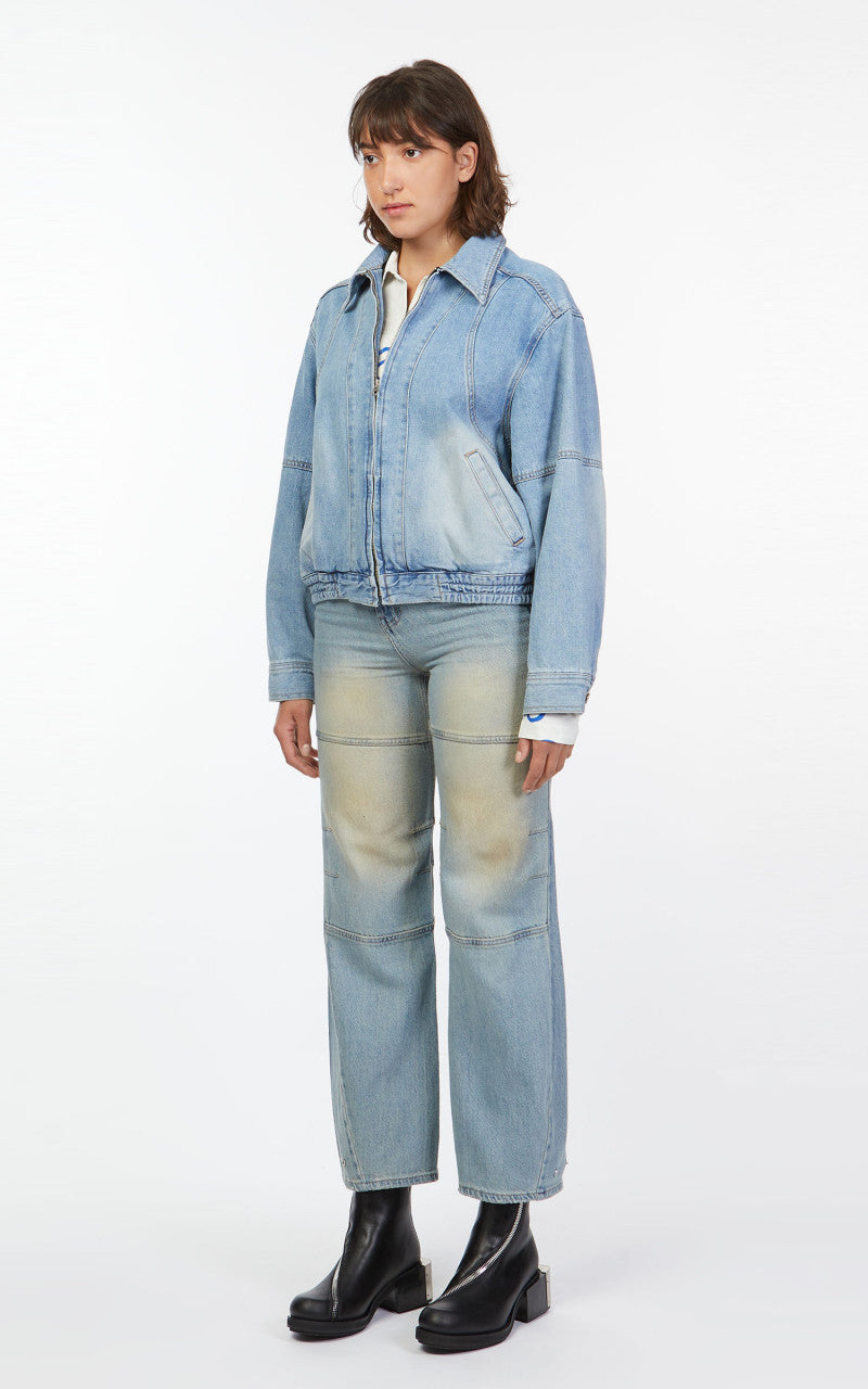 TheOpen Product Washed Denim Bomber Jacket Blue