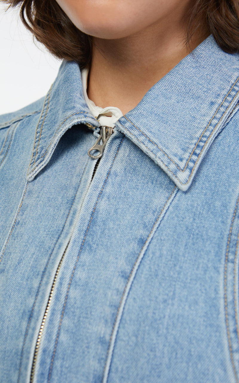 TheOpen Product Washed Denim Bomber Jacket Blue