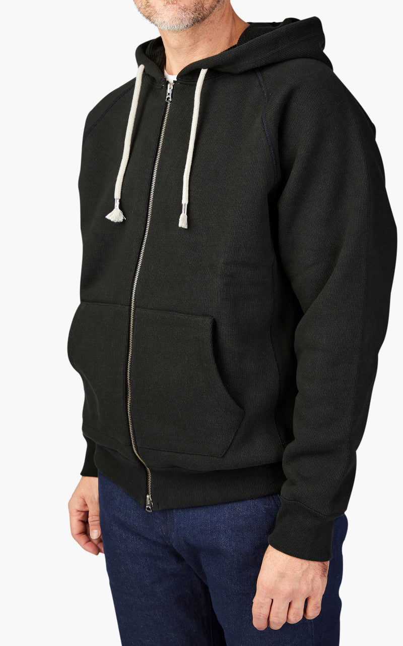 むぅ Wonder Looper Zip Hoodie Double Heavyweight French Terry Sumi Black