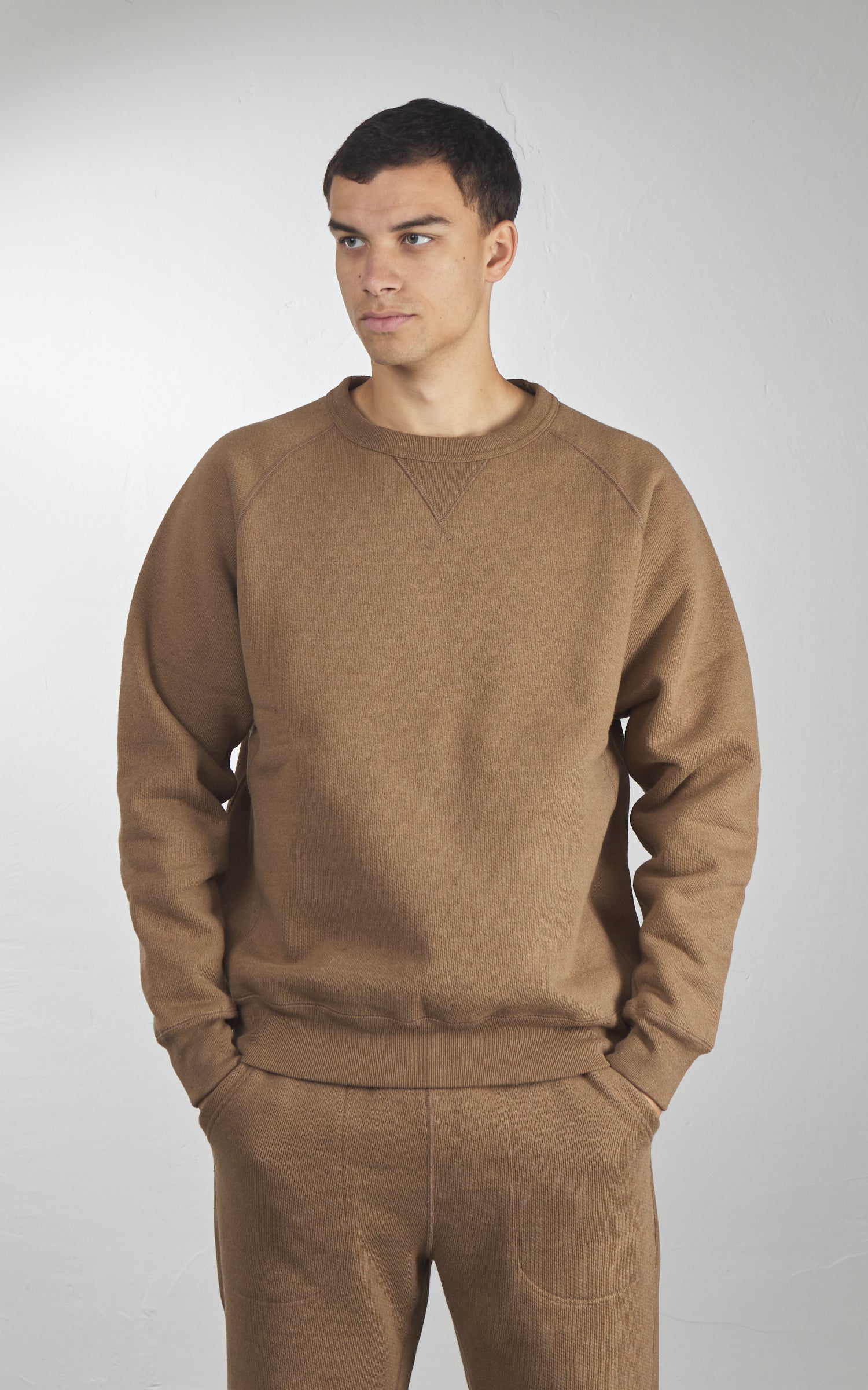 Wonder Looper Pullover Crewneck Double Heavyweight French Terry Iron Mordant Foxfibre® Coyote 80