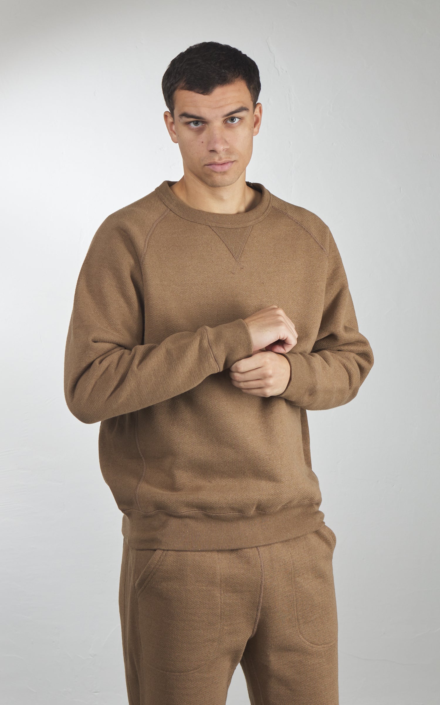 Wonder Looper Pullover Crewneck Double Heavyweight French Terry Iron Mordant Foxfibre® Coyote 80