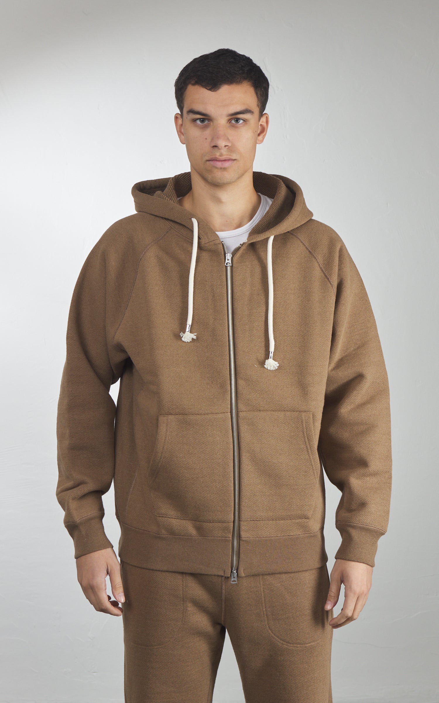 Wonder Looper Zip Hoodie Double Heavyweight French Terry Iron Mordant Foxfibre® Coyote 80
