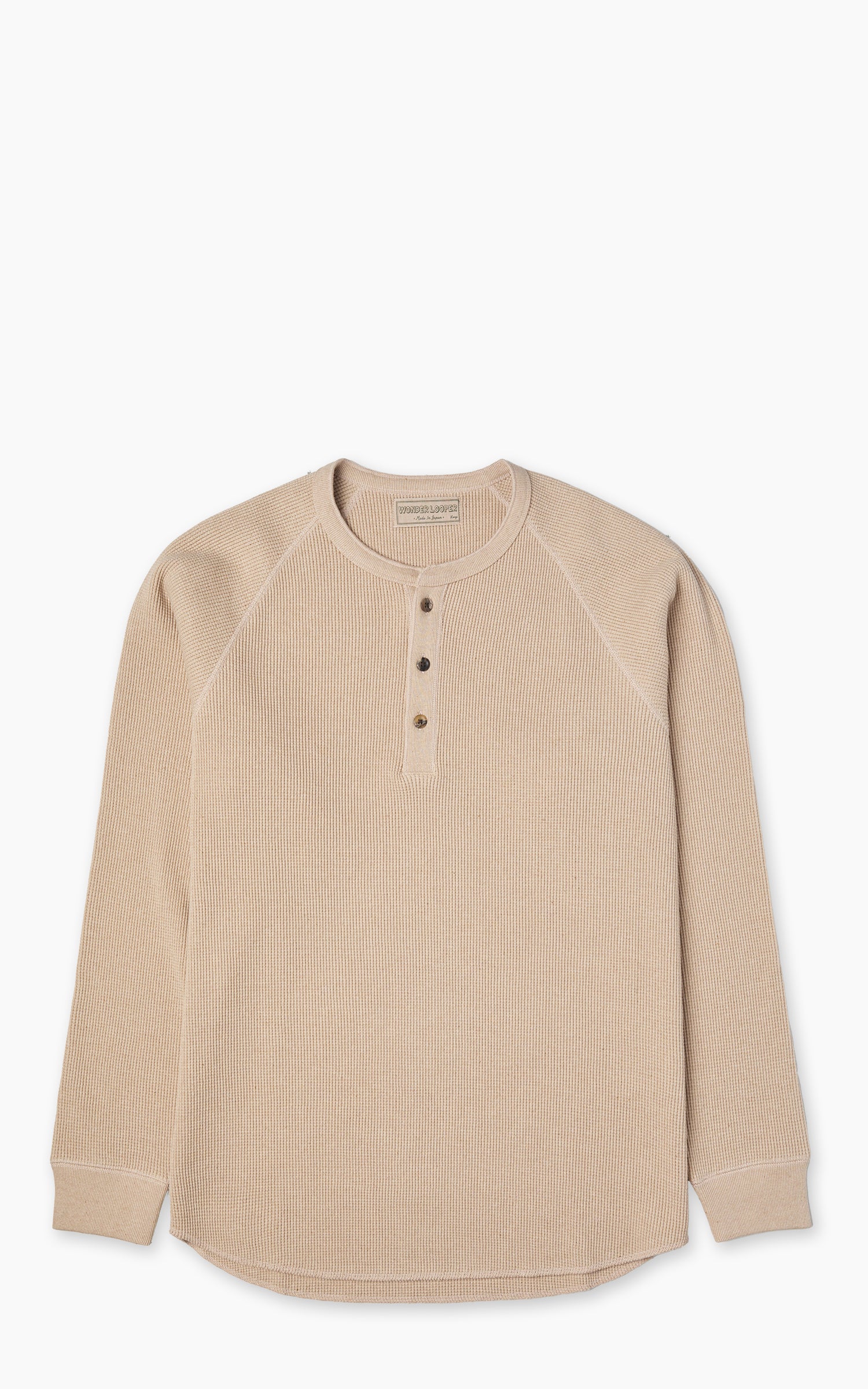 Wonder Looper Henley Foxfibre® Heavyweight Waffle Coyote 70 Brown