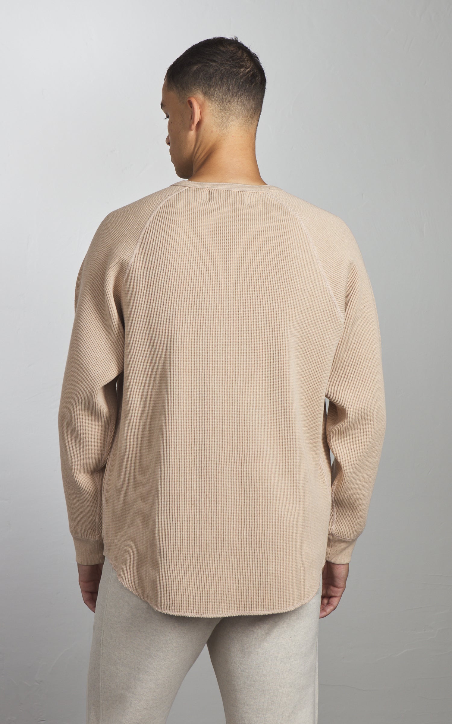Wonder Looper Foxfibre® Heavyweight Waffle Henley Coyote 15