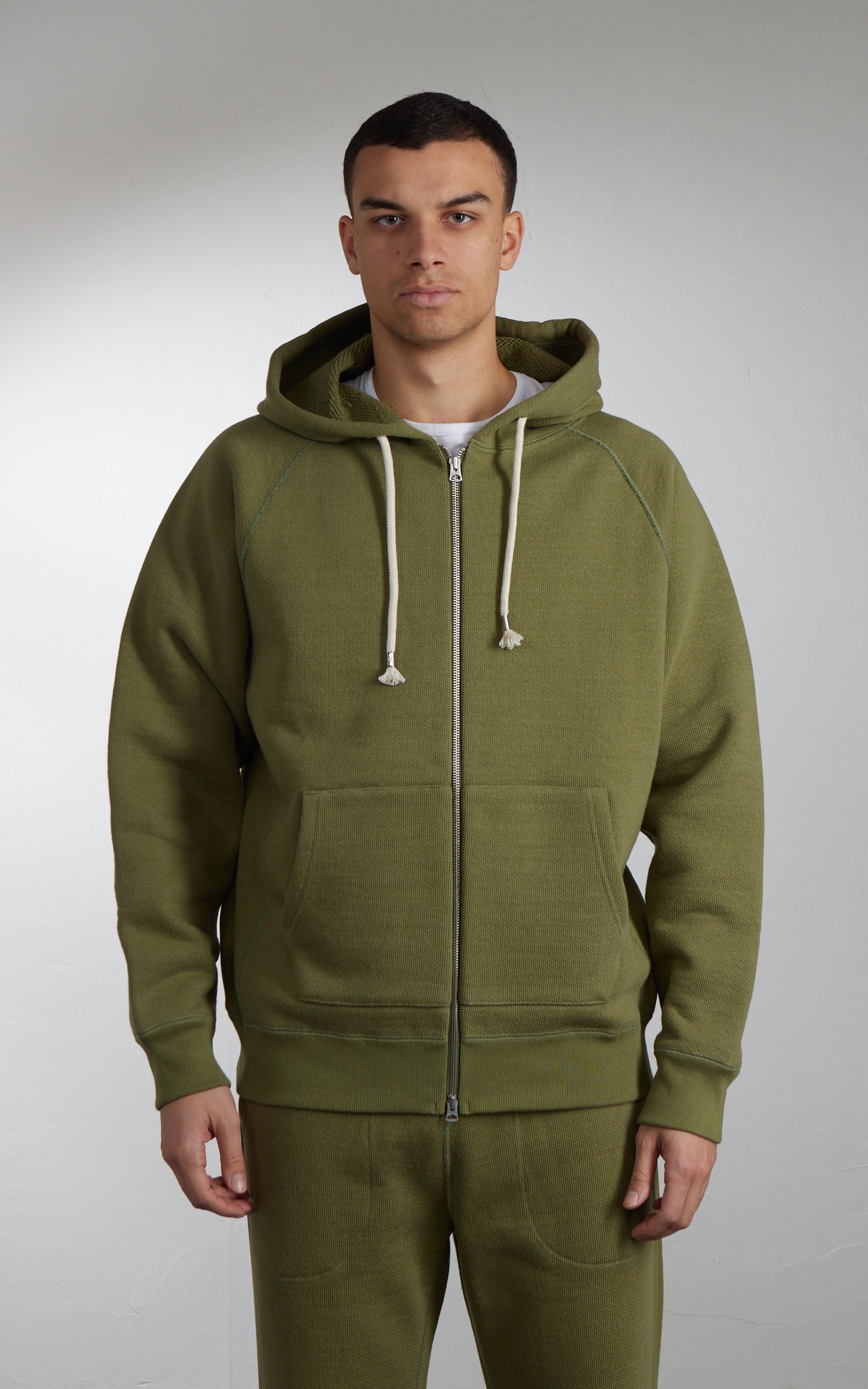 Wonder Looper Zip Hoodie Double Heavyweight French Terry Sage