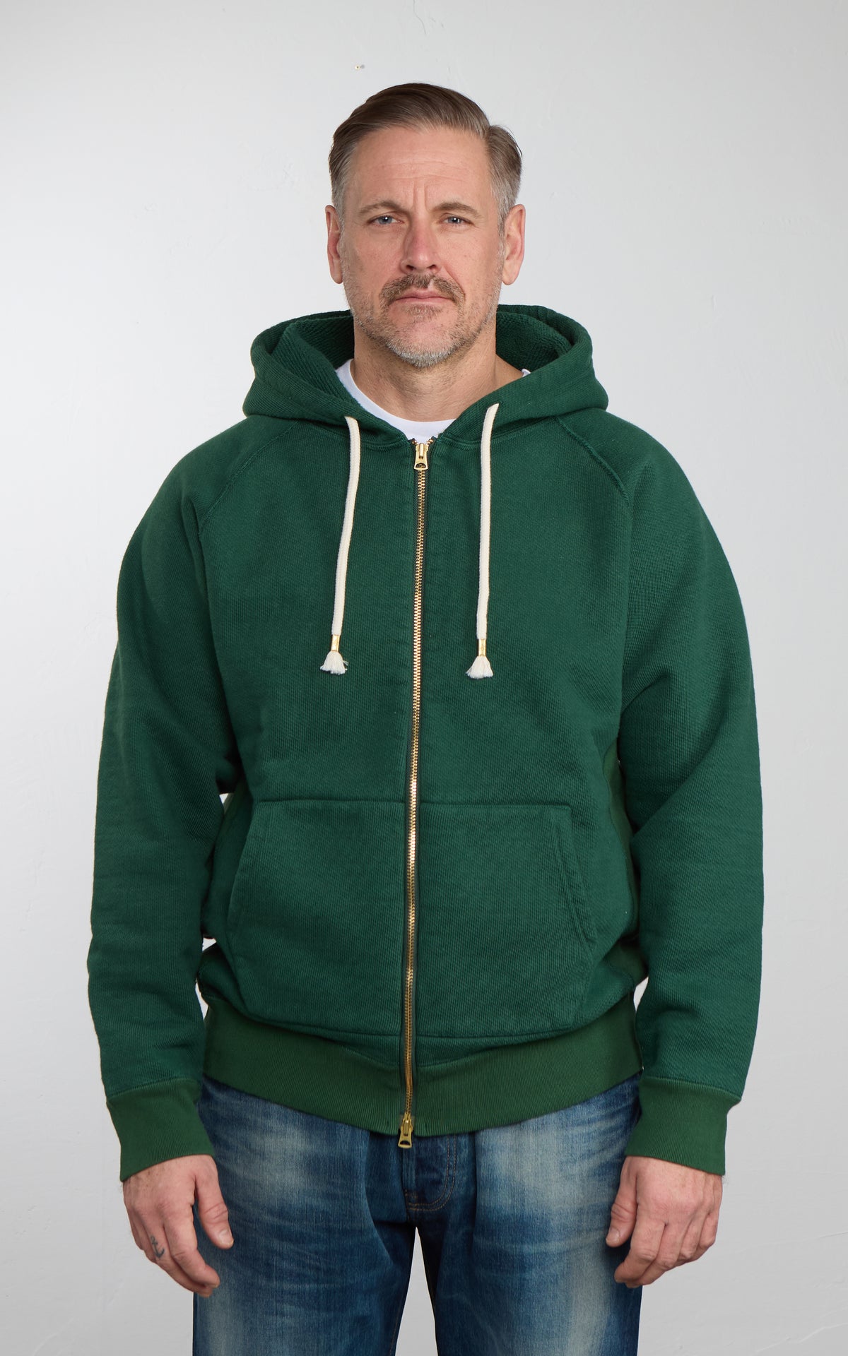 Wonder Looper Zip Hoodie Double Heavyweight French Terry Racing Green
