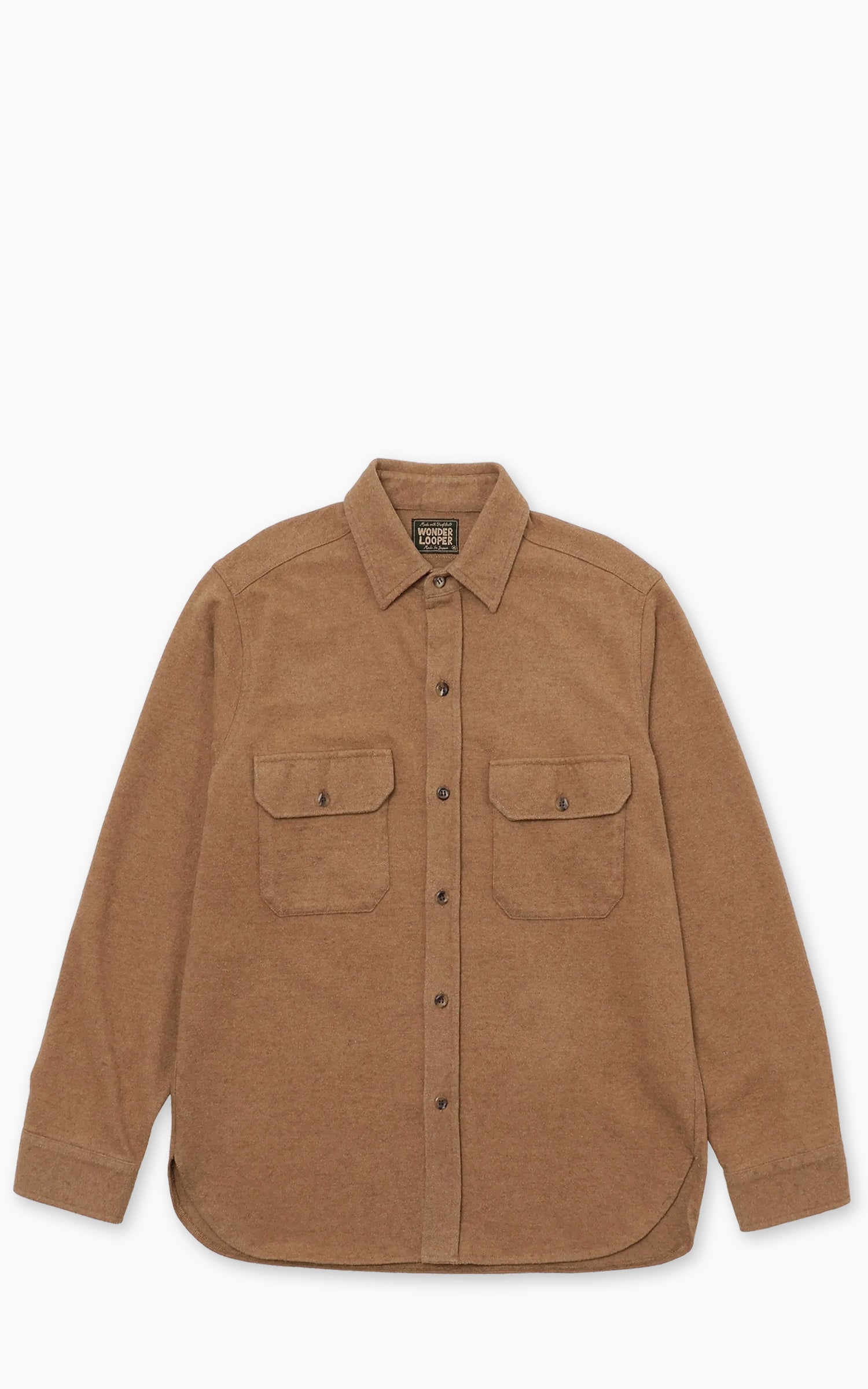 Wonder Looper Foxfibre® Yak Blend Knit Flannel Field Shirt Tobacco