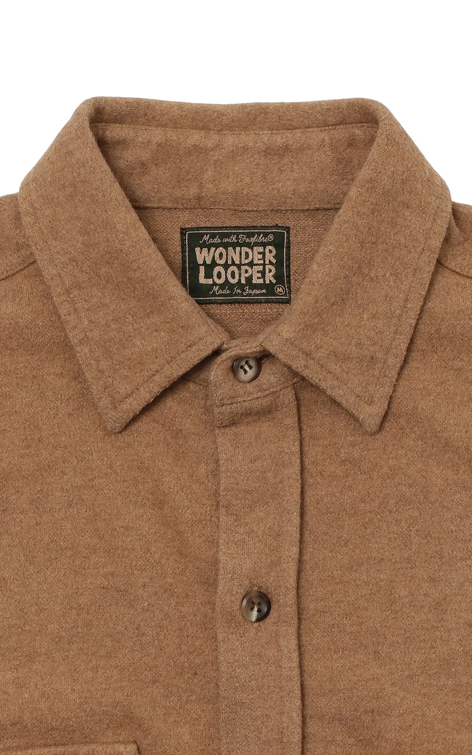 Wonder Looper Foxfibre® Yak Blend Knit Flannel Field Shirt Tobacco