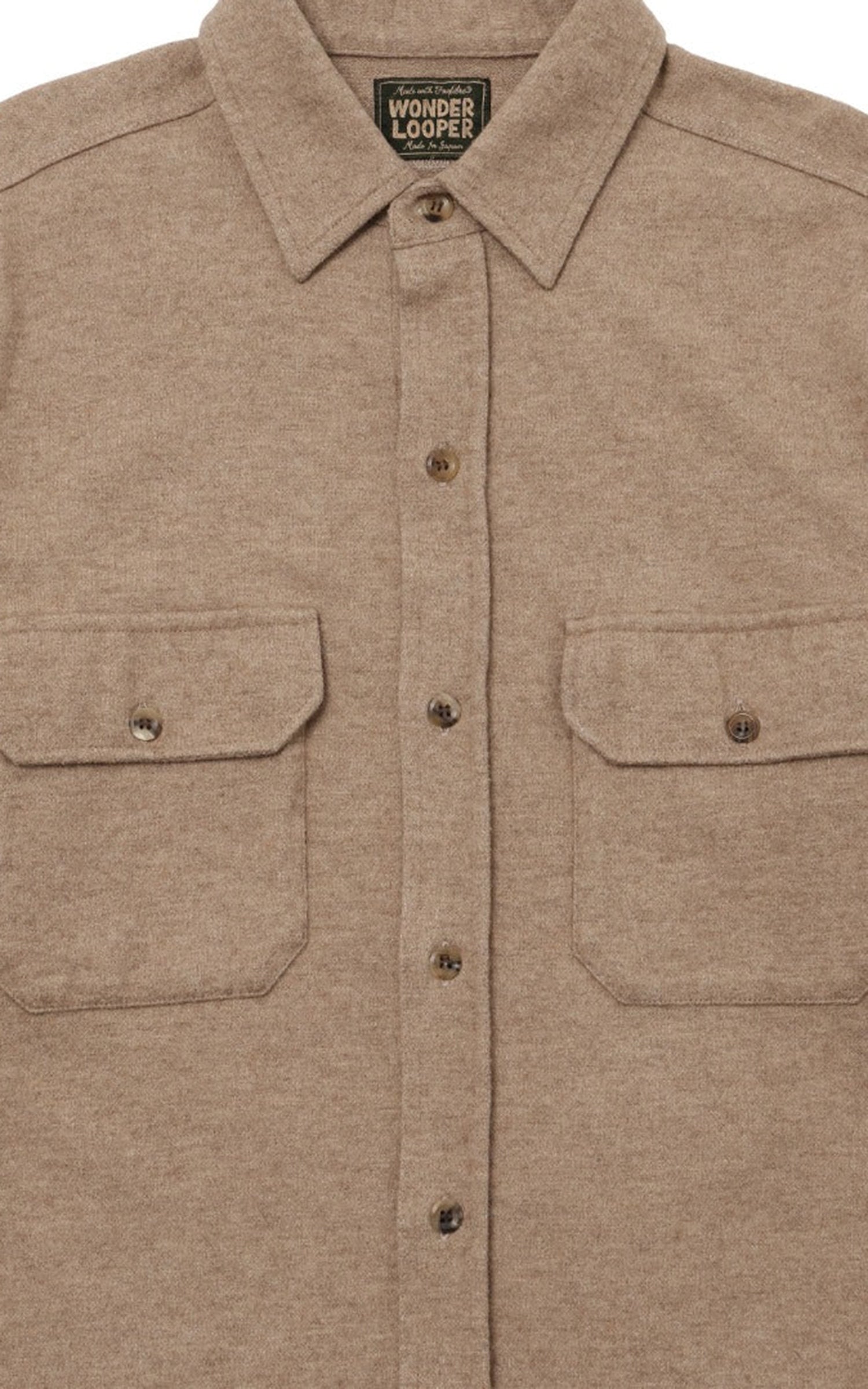 Wonder Looper Foxfibre® Yak Blend Knit Flannel Field Shirt Ash