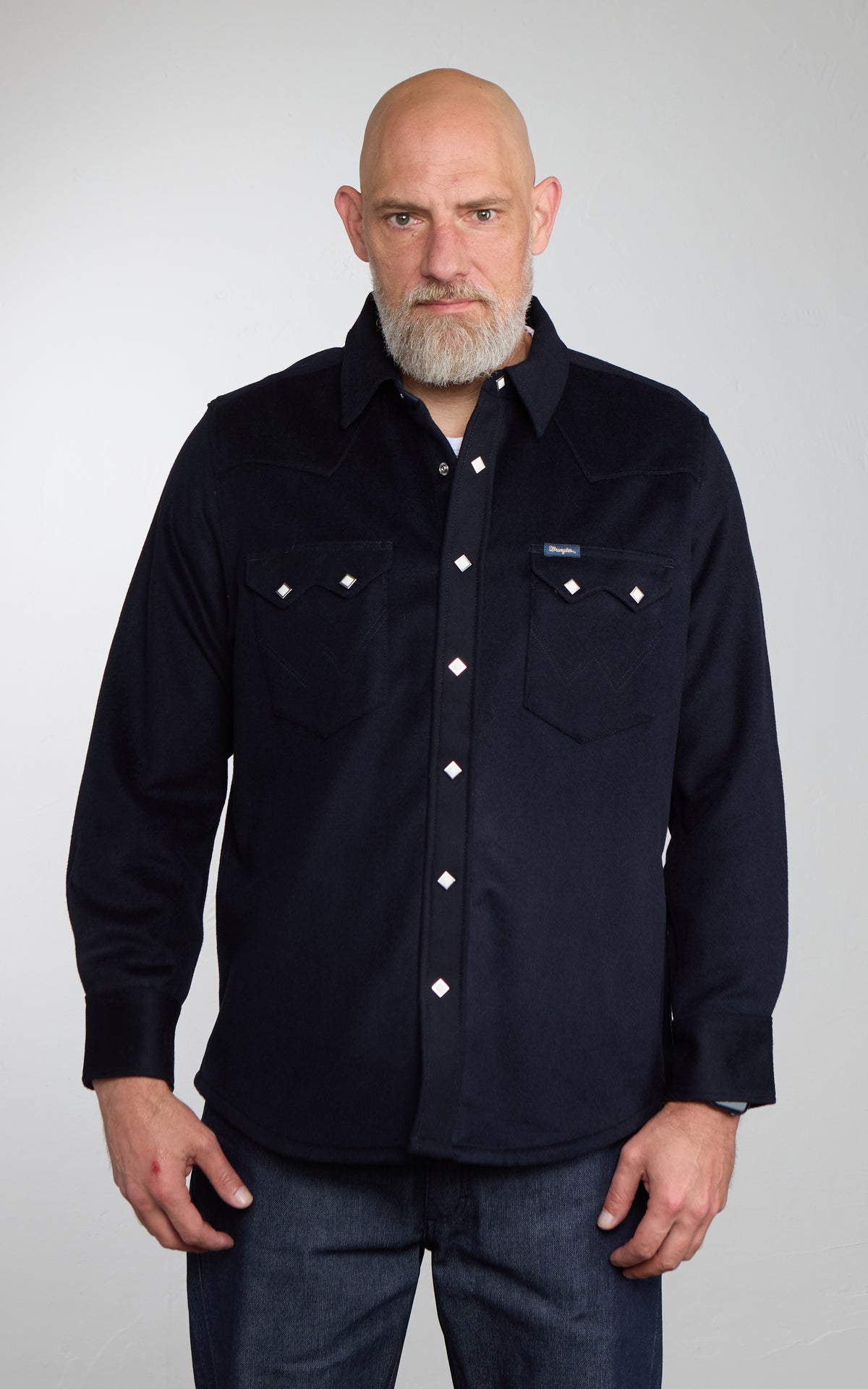 Wrangler Blue Bell Regular Wool Western Shirt Dark Navy