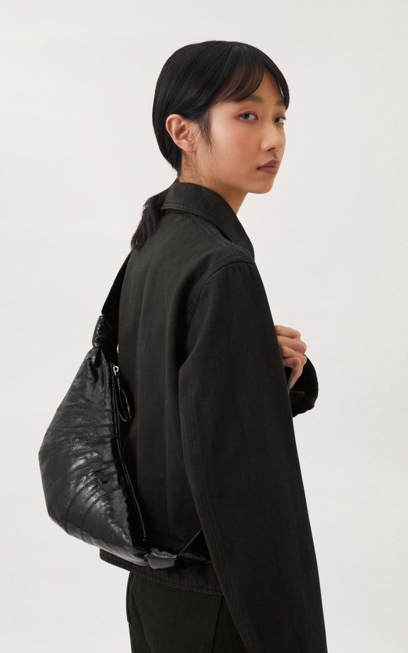 Lemaire Small Croissant Bag Coated Cotton Black