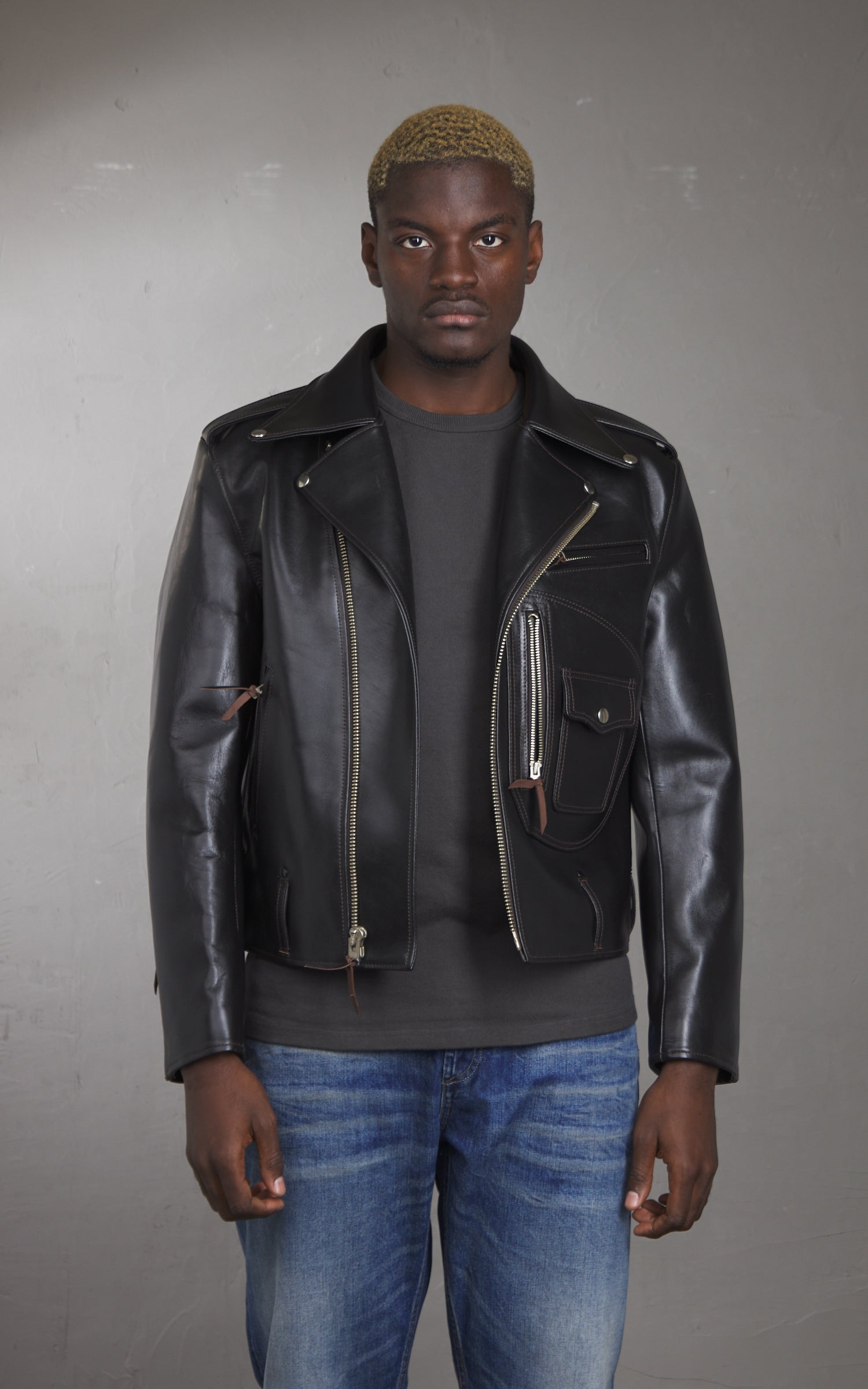 Y'2 Leather HR-55 Horsehide Leather Vintage D-Pocket Double Rider Jacket