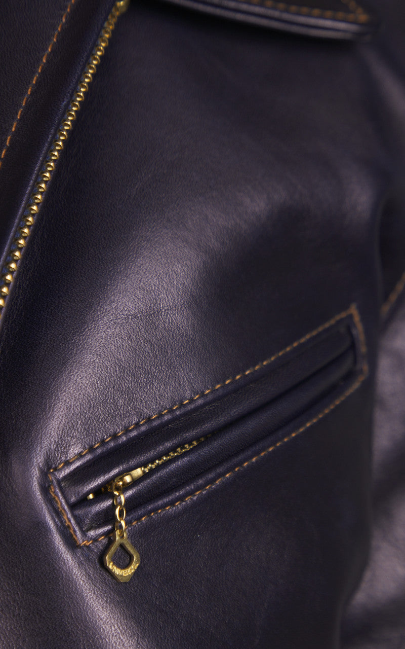 Y'2 Leather IR-42 Horsehide Single Riders Leather Jacket Indigo