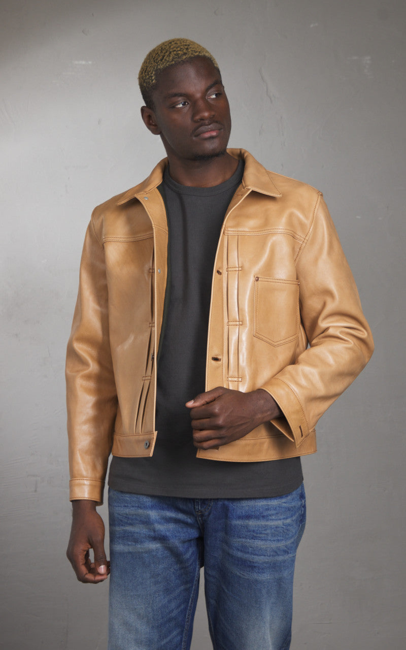 Y'2 Leather KB-140-T Horsehide Type I Leather Jacket Persimmon Dyed Kakishibu