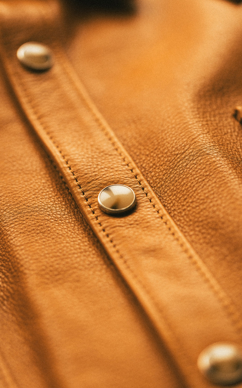 Y'2 Leather Steer Oil Leather Western Shirt Camel