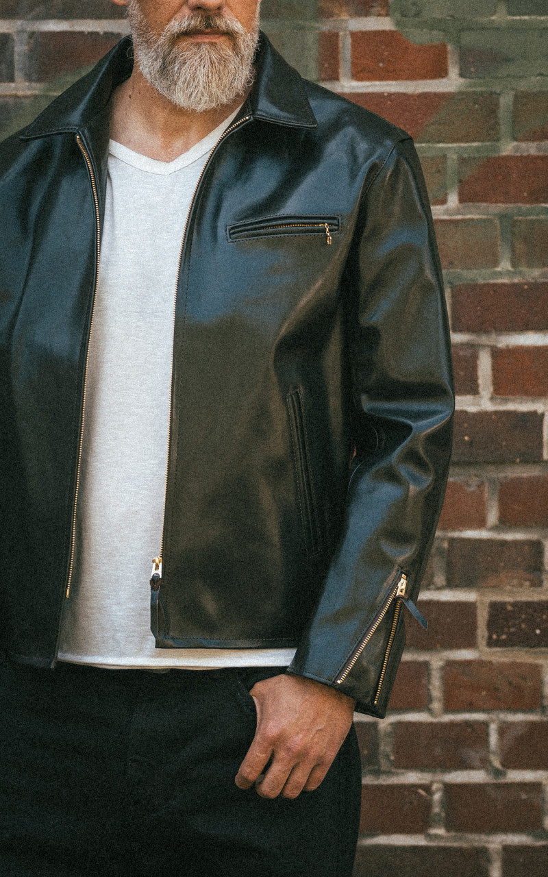 Y'2 Leather PR-65 Vintage Horsehide Light Single Riders Leather Jacket Black