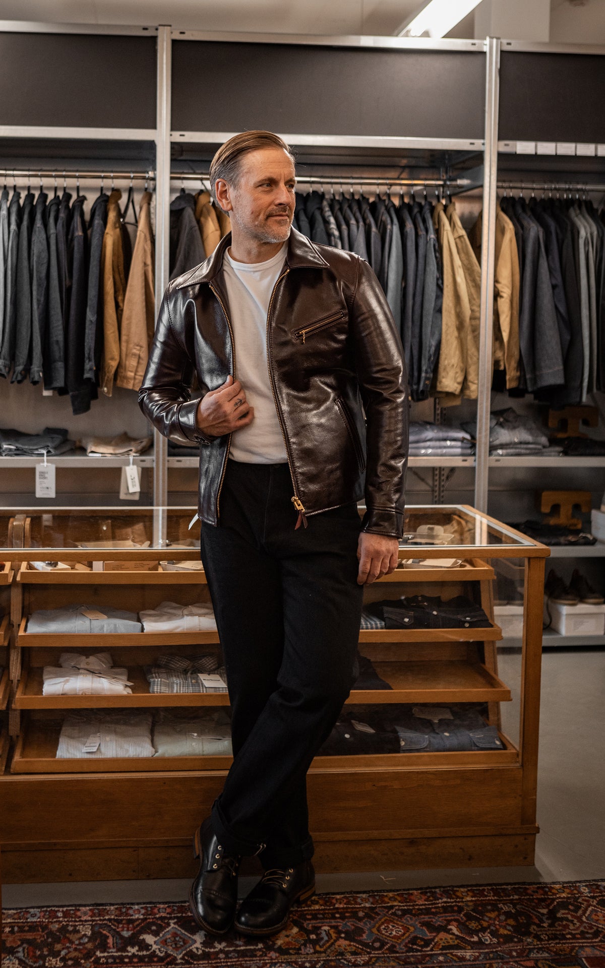 Y'2 Leather LSR-42 Aniline Steer Single Breasted Jacket Cherry