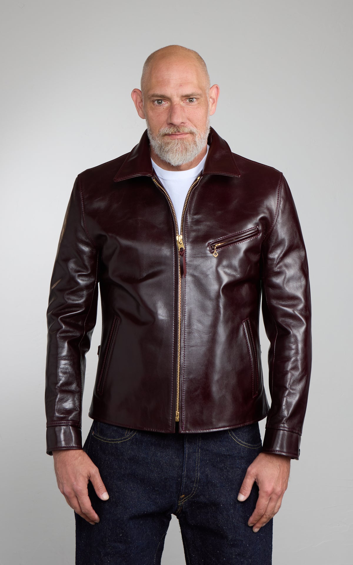 Y'2 Leather LSR-42 Aniline Steer Single Breasted Jacket Cherry