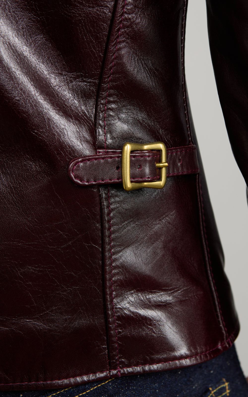 Y'2 Leather LSR-42 Aniline Steer Single Breasted Jacket Cherry