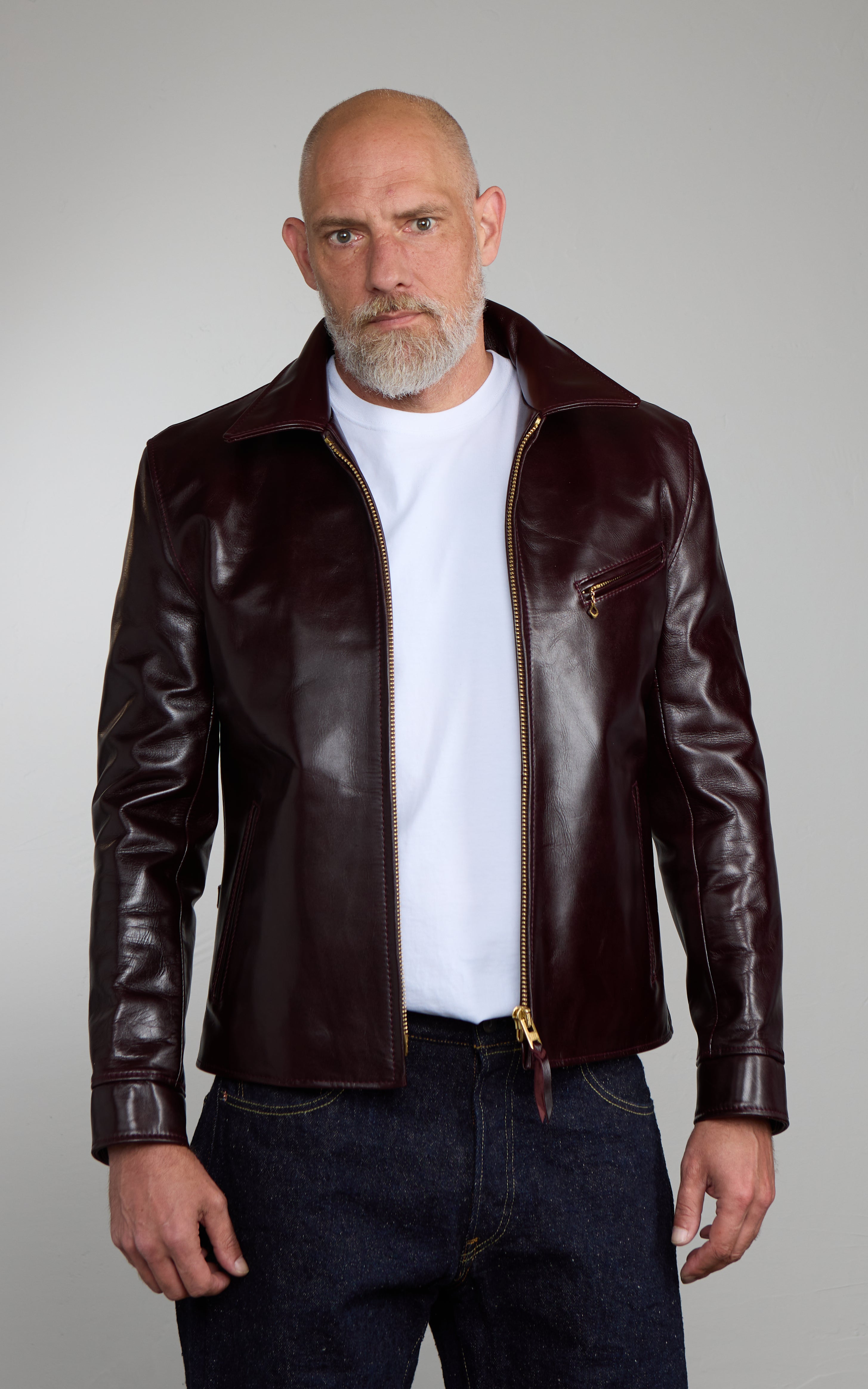 Y'2 Leather LSR-42 Aniline Steer Single Breasted Jacket Cherry