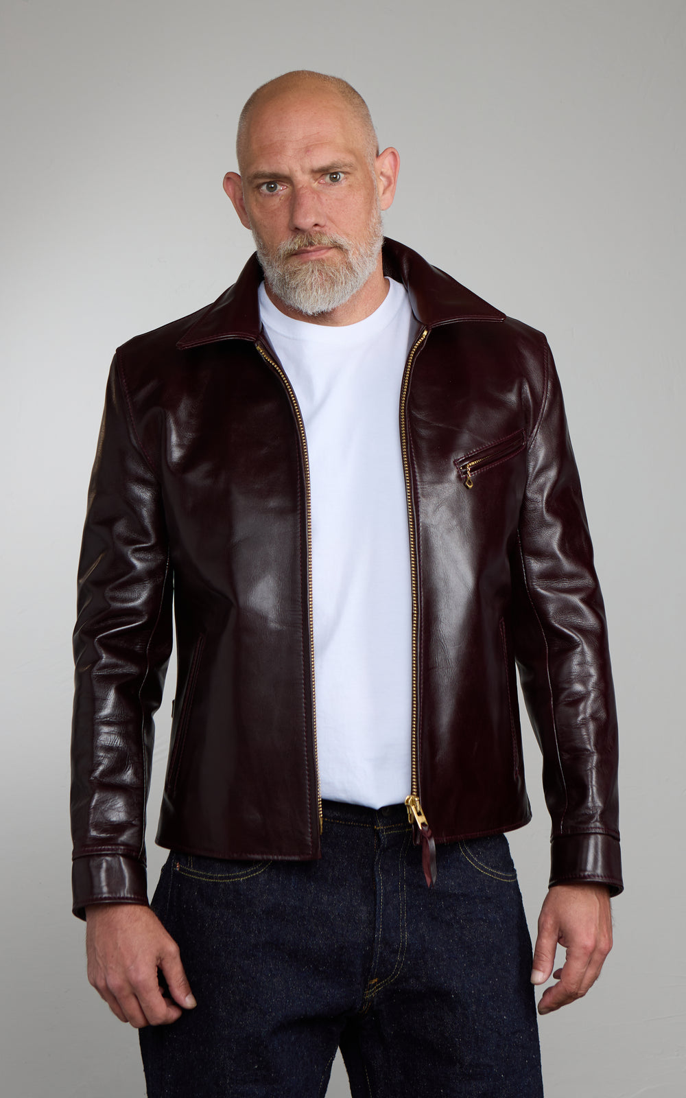 Y'2 Leather LSR-42 Aniline Steer Single Breasted Jacket Cherry