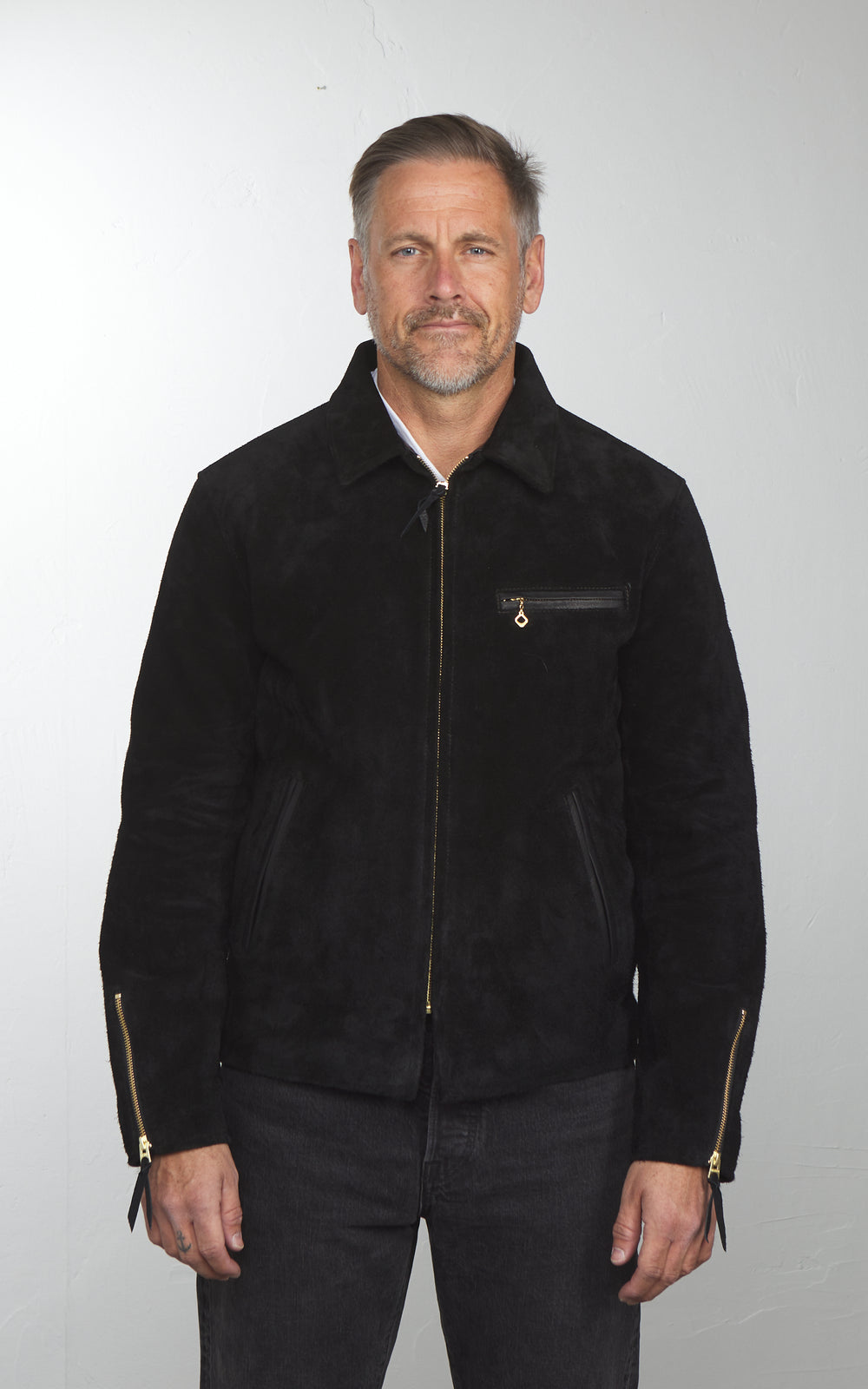 Y'2 Leather TR-65 Steer Roughout Single Riders Jacket Black