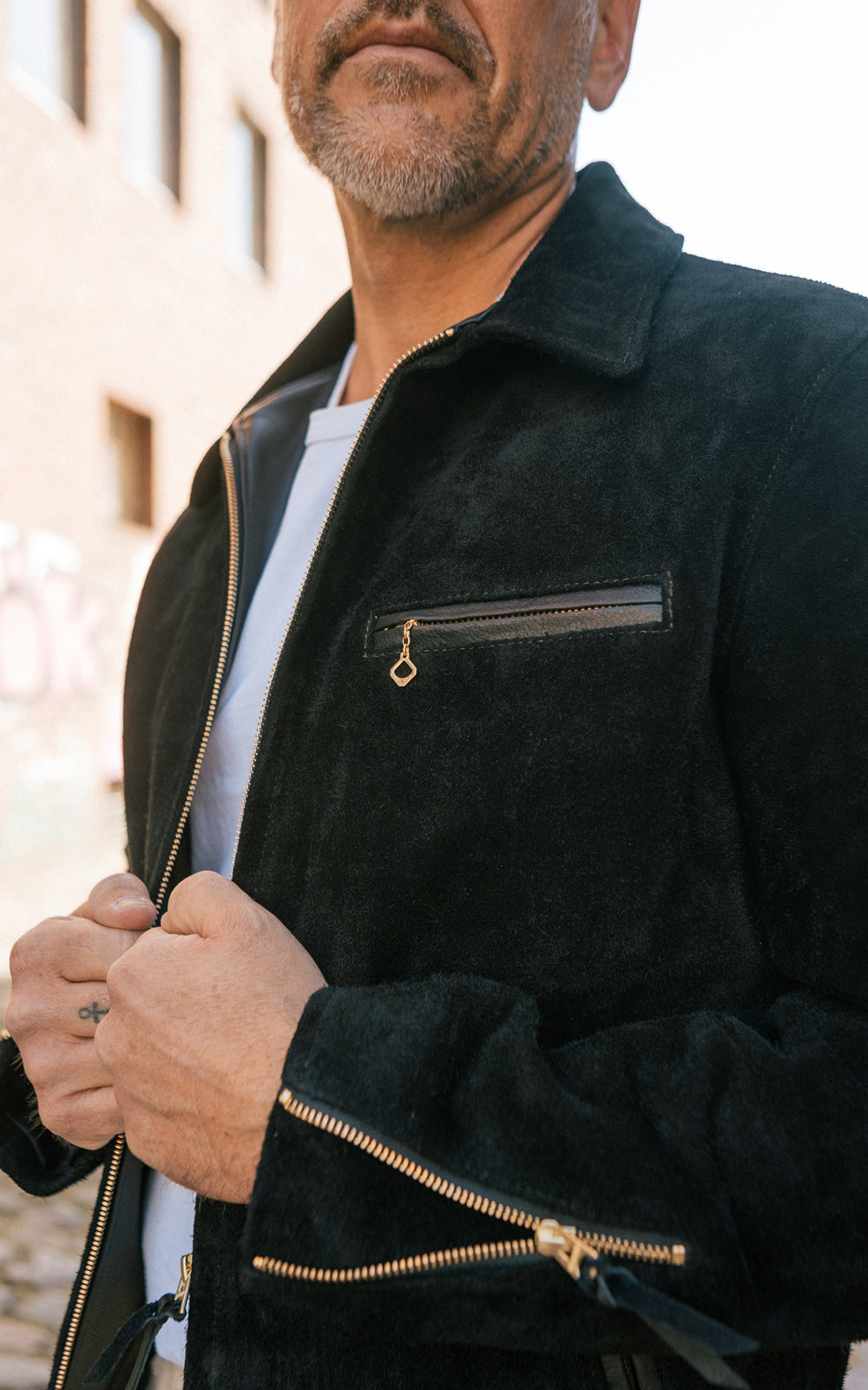 Y'2 Leather TR-65 Steer Roughout Single Riders Jacket Black