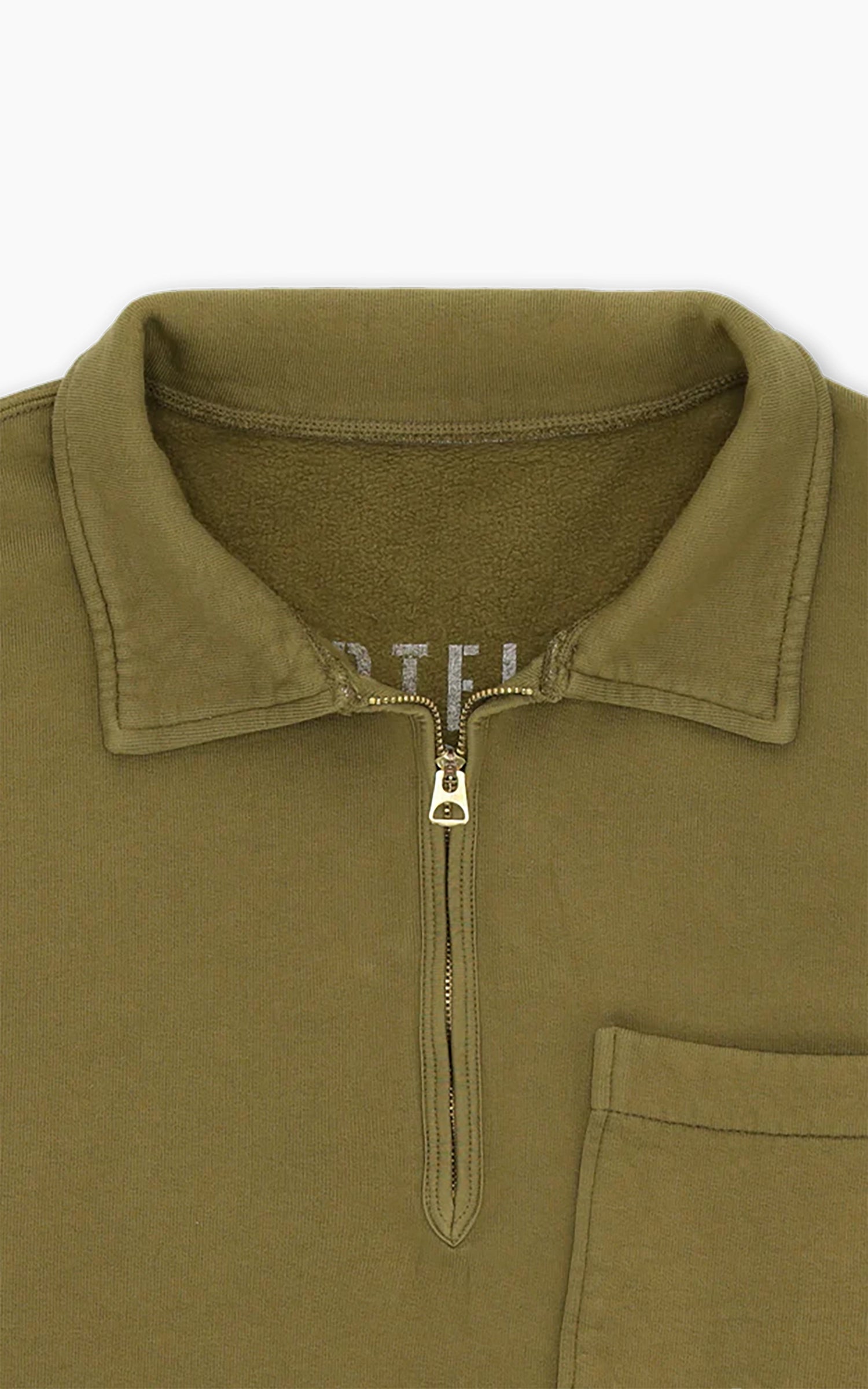Fortela Yale Fleece Jersey Quarter Zip Sweatshirt Khaki