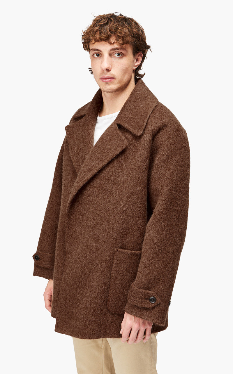 YLÈVE Wool Alpaca Reversible Coat Tobacco