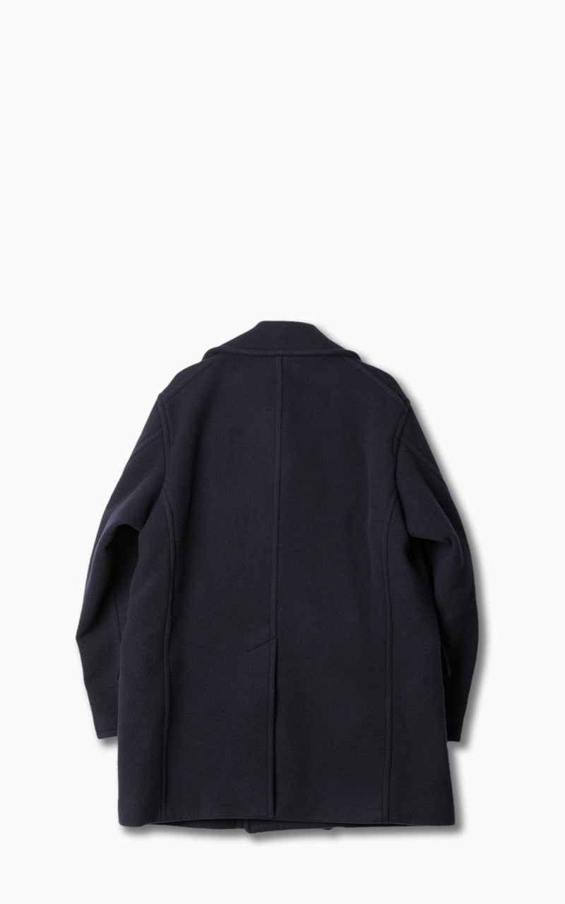 YLÈVE Wool Mosser Pea Coat Navy