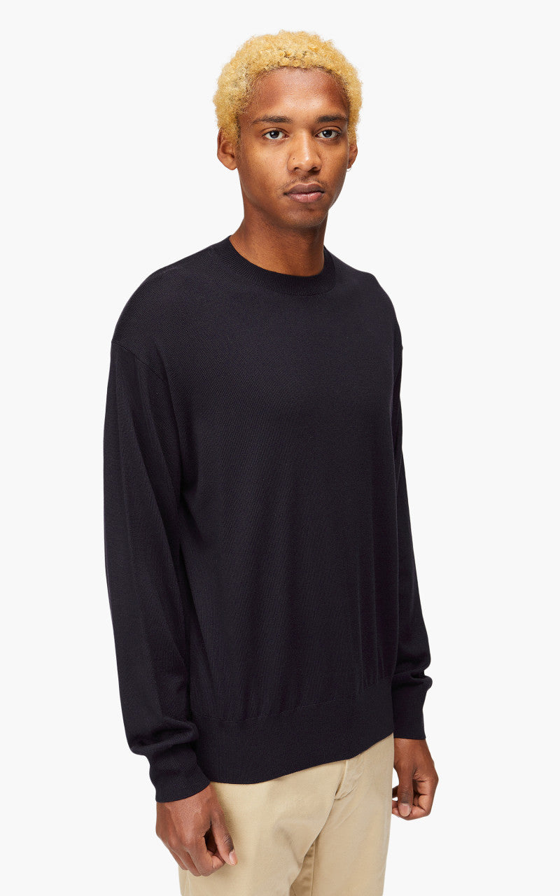 YLÈVE Superfine Merino Wool Knit Pullover Navy