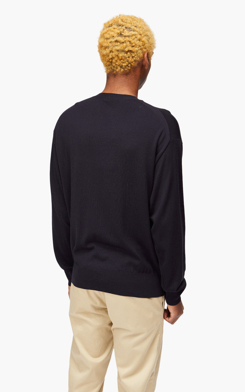 YLÈVE Superfine Merino Wool Knit Pullover Navy