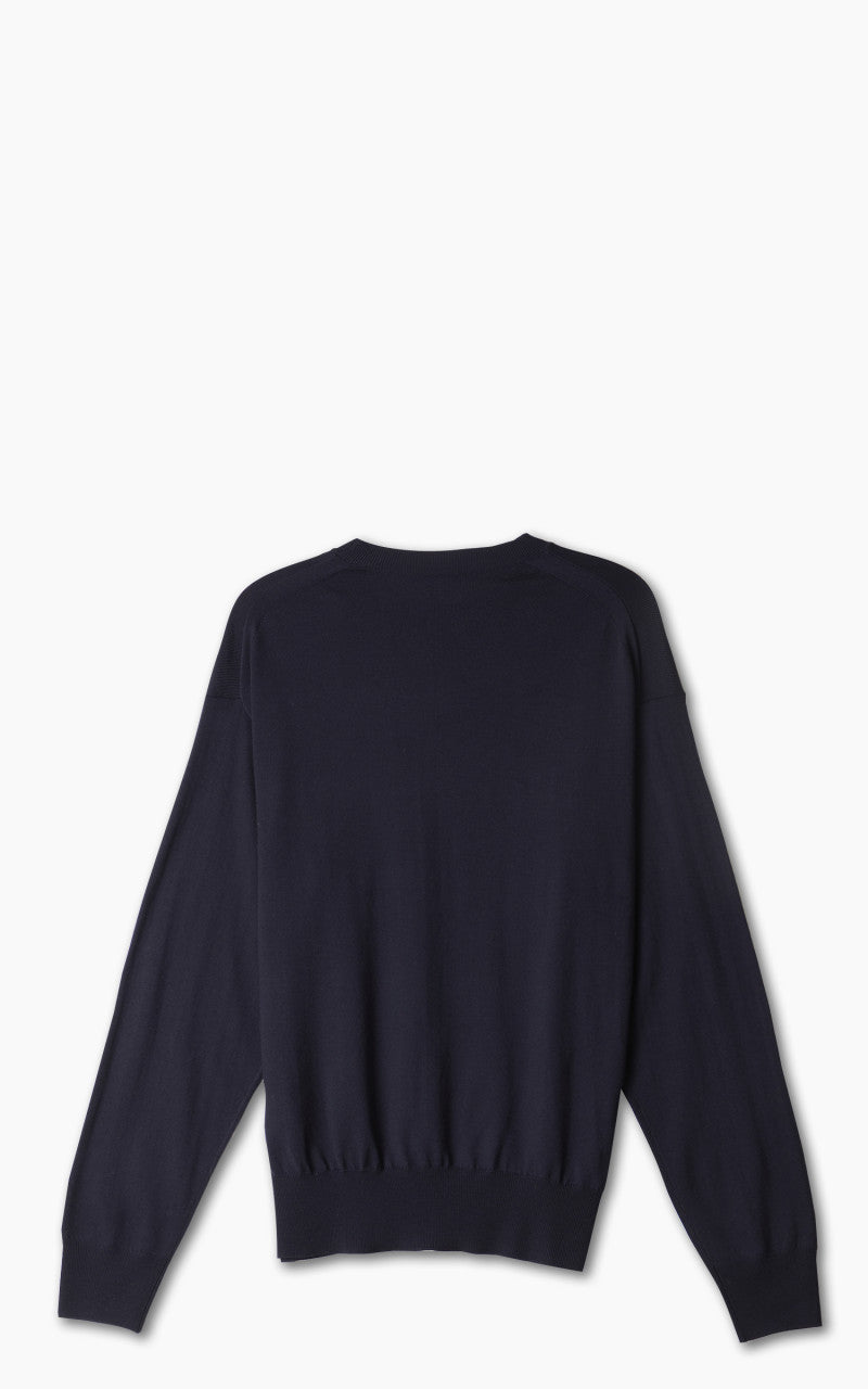 YLÈVE Superfine Merino Wool Knit Pullover Navy