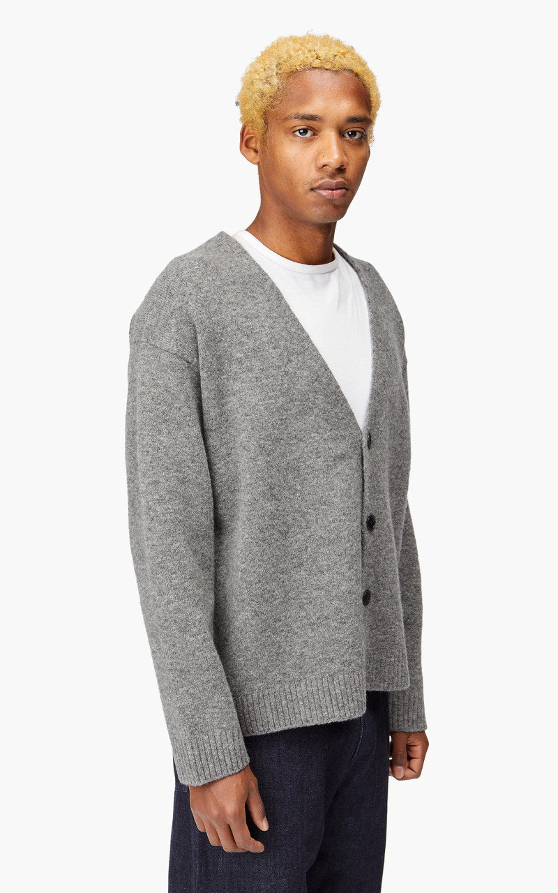 YLÈVE Wool Boucle Knit Cardigan Grey