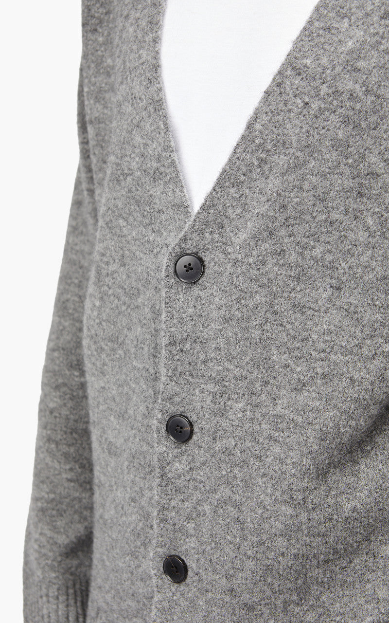YLÈVE Wool Boucle Knit Cardigan Grey
