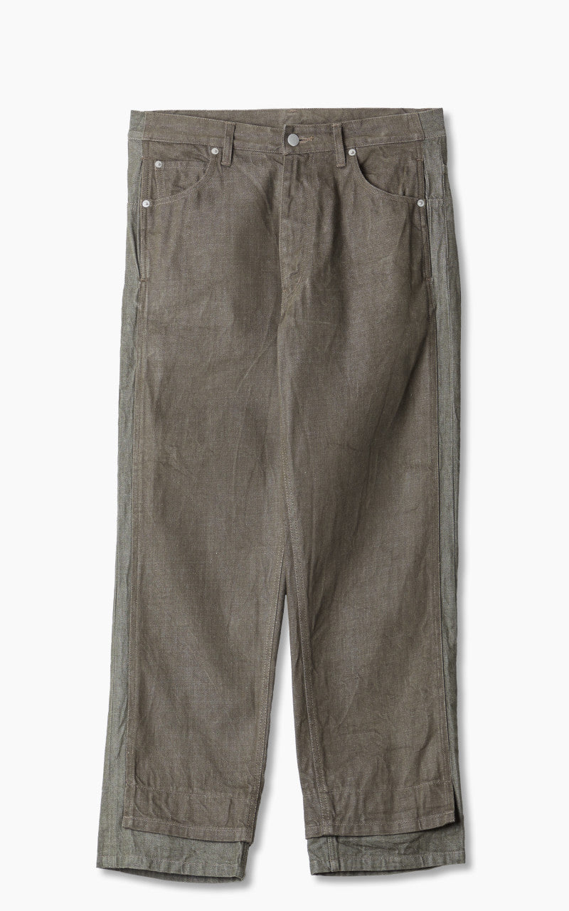 Yoke Connected 7 Pocket Straight Denim Trouser Olive Drab