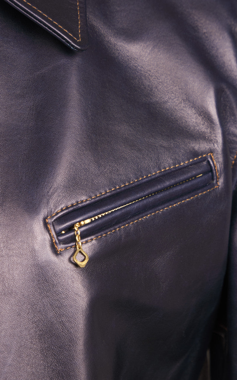 Y'2 Leather IR-42 Horsehide Single Riders Leather Jacket Indigo