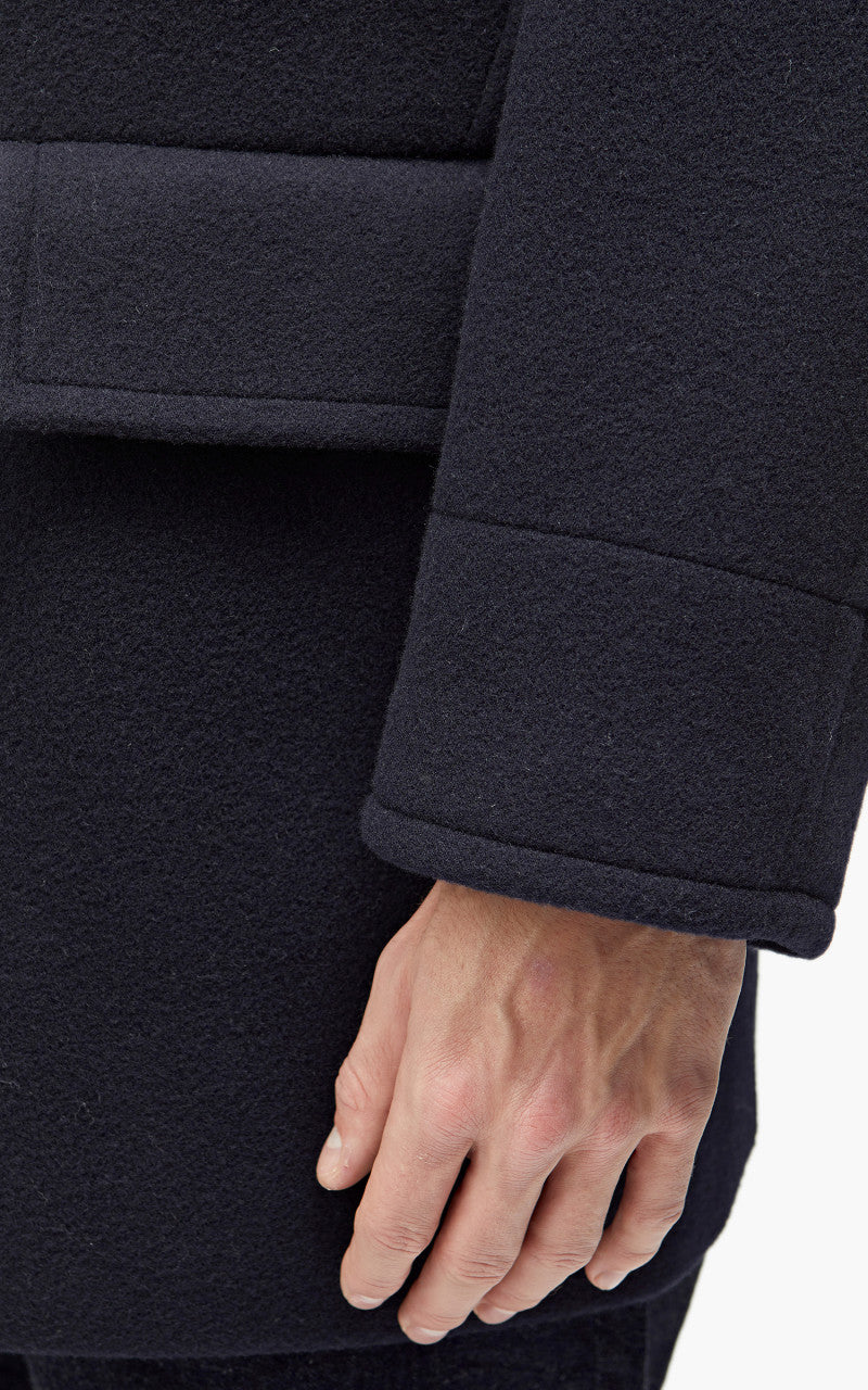 YLÈVE Wool Mosser Pea Coat Navy