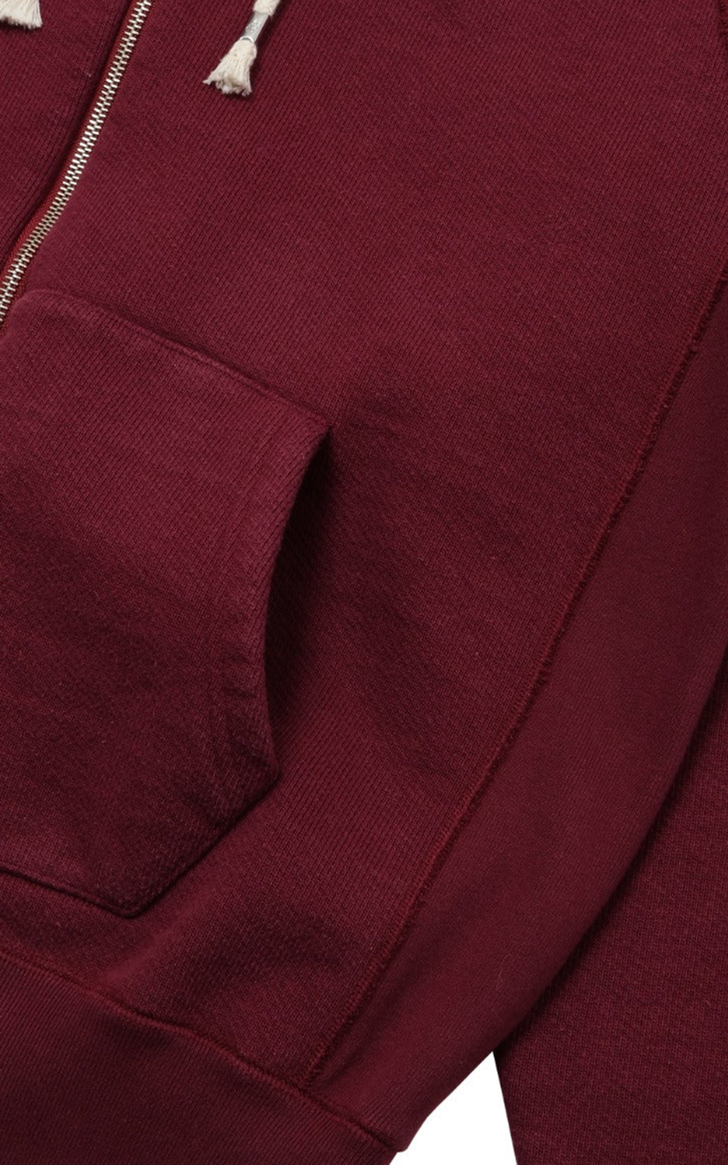 Wonder Looper Zip Hoodie Double Heavyweight French Terry Burgundy
